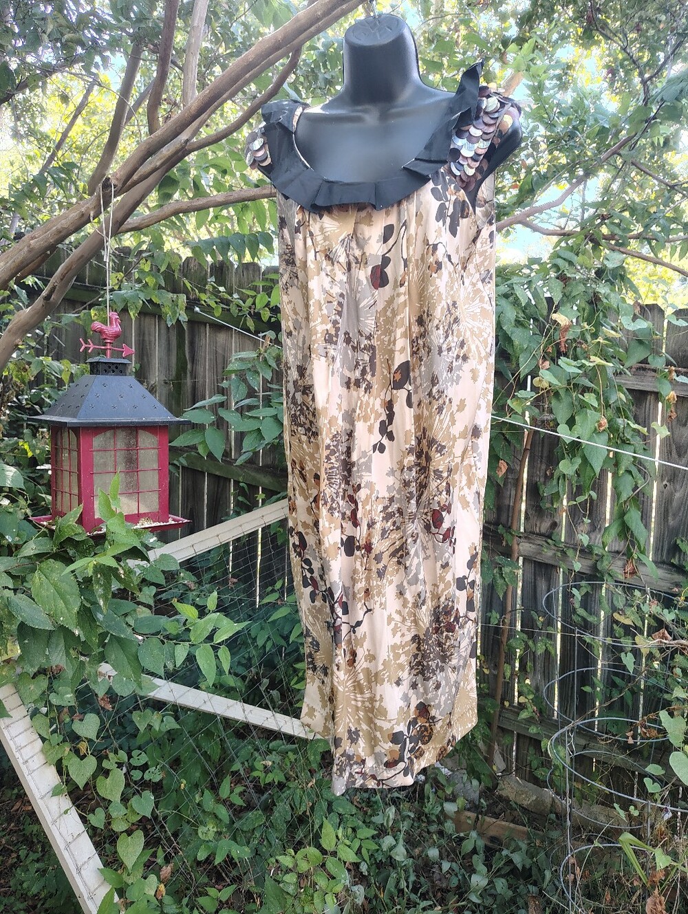 Rozae Nichols Silk Floral Autumn Sequin Dress